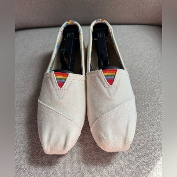 Toms Shoes - Toms  Pride Shoes Women’s Size 6.5 White Canvas Slip On Casual Loafers